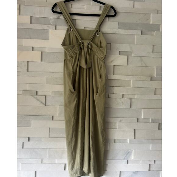 ANTHROPOLOGIE Adira Knotted Shoulder Sleeveless Cinch Back Midi Dress Sage 36/M - Picture 4 of 10